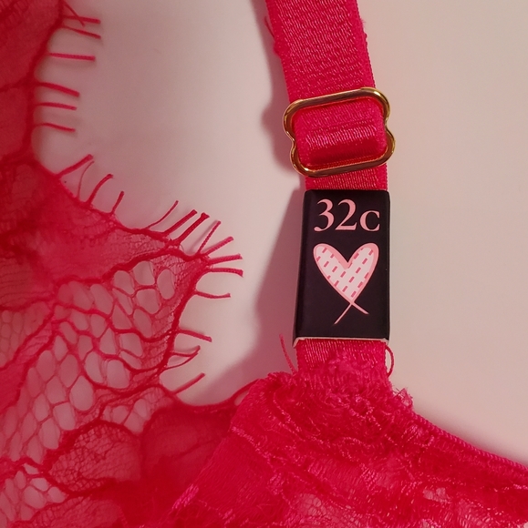 Victoria Secret Unlined Demi Bra 32C Pink w/lace - Picture 10 of 11